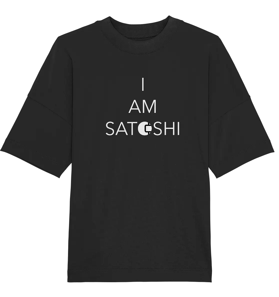 I am Satoshi Design - Black Oversized T-Shirt - Stylish Crypto Fashion