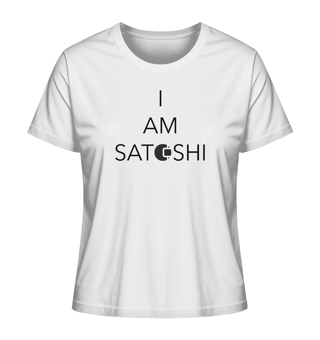 I am Satoshi Design - White Ladies T-Shirt - Stylish Crypto Fashion
