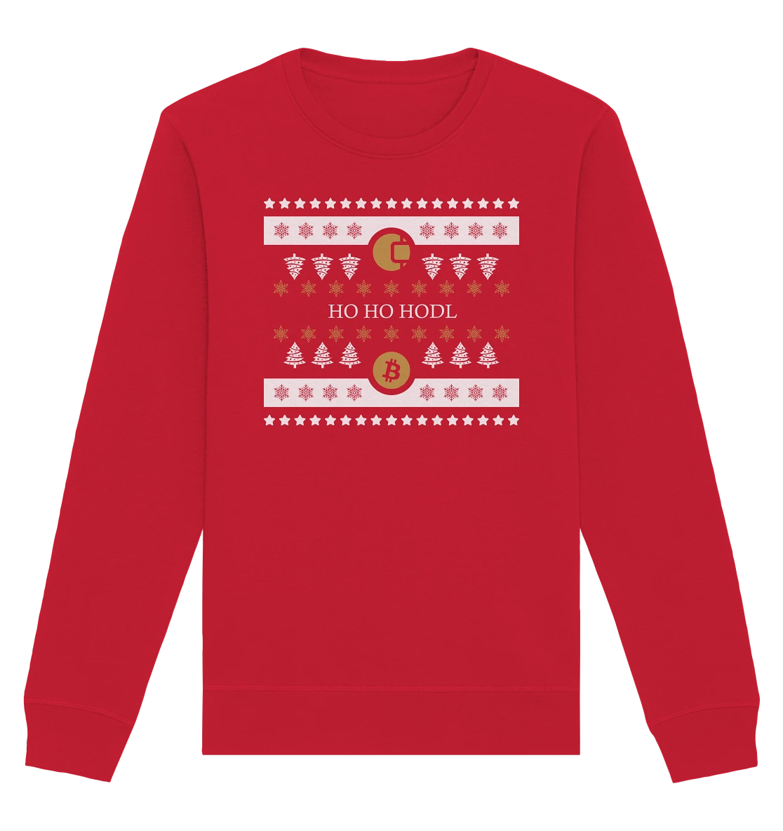 Christmas Design - Red Sweater with ho ho hodl logo - Stylish Crypto Fashion