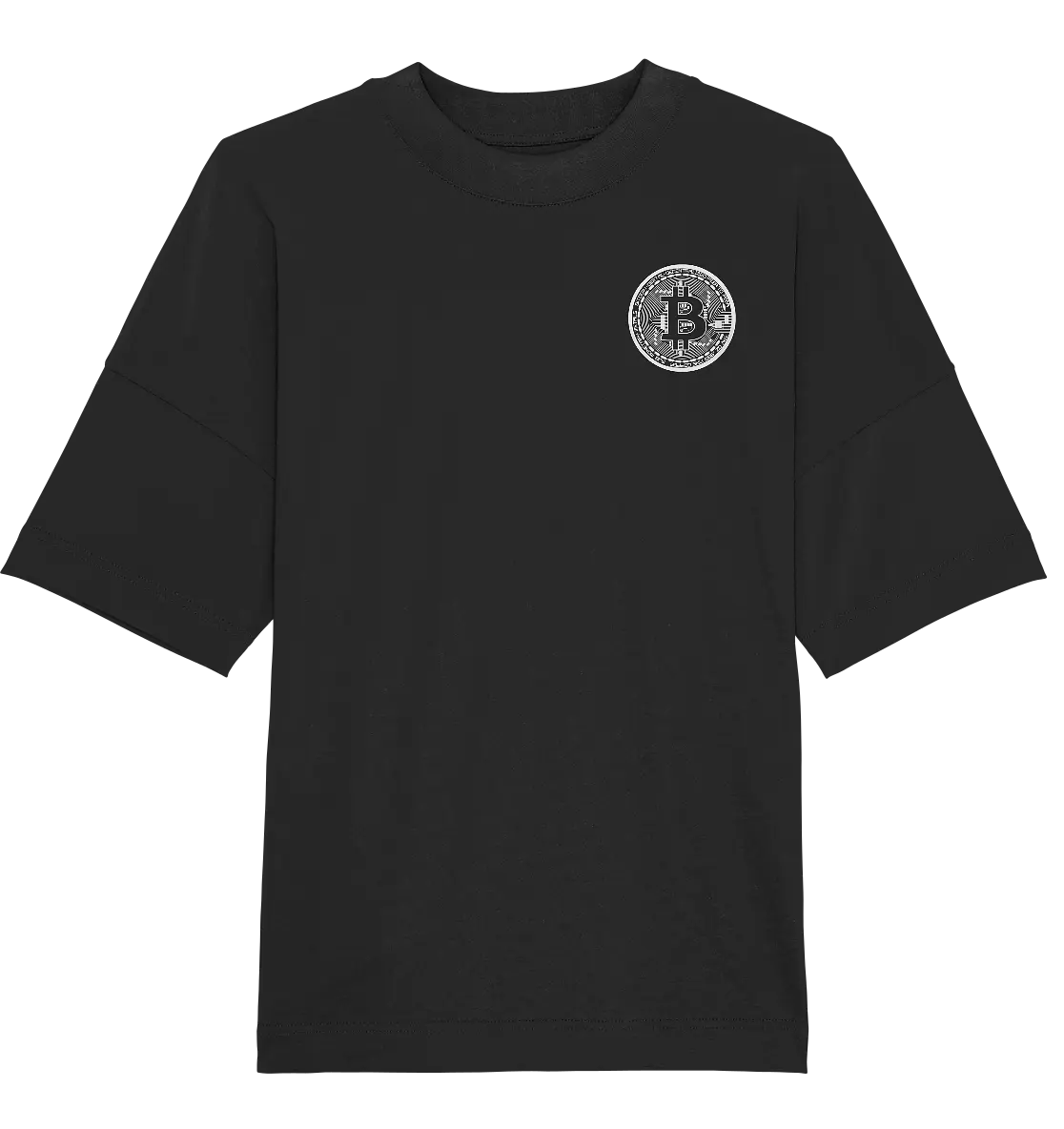 Bright Bitcoin Logo Black Oversized T-Shirt - Stylish Crypto Apparel in Black