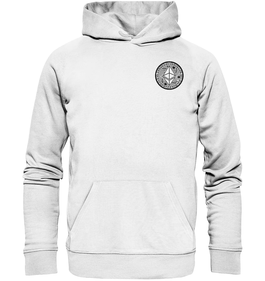 Shaded Ethereum Logo White Hoodie - Elegant Crypto Fashion in White