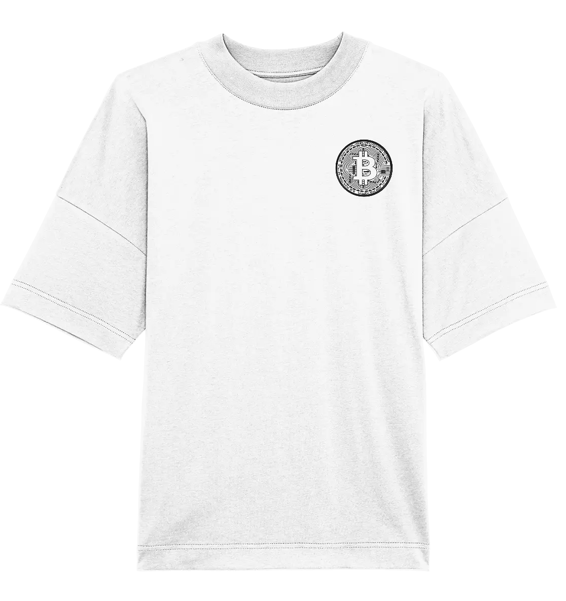Shaded Bitcoin Logo White Oversized T-Shirt - Elegant Crypto Fashion in White