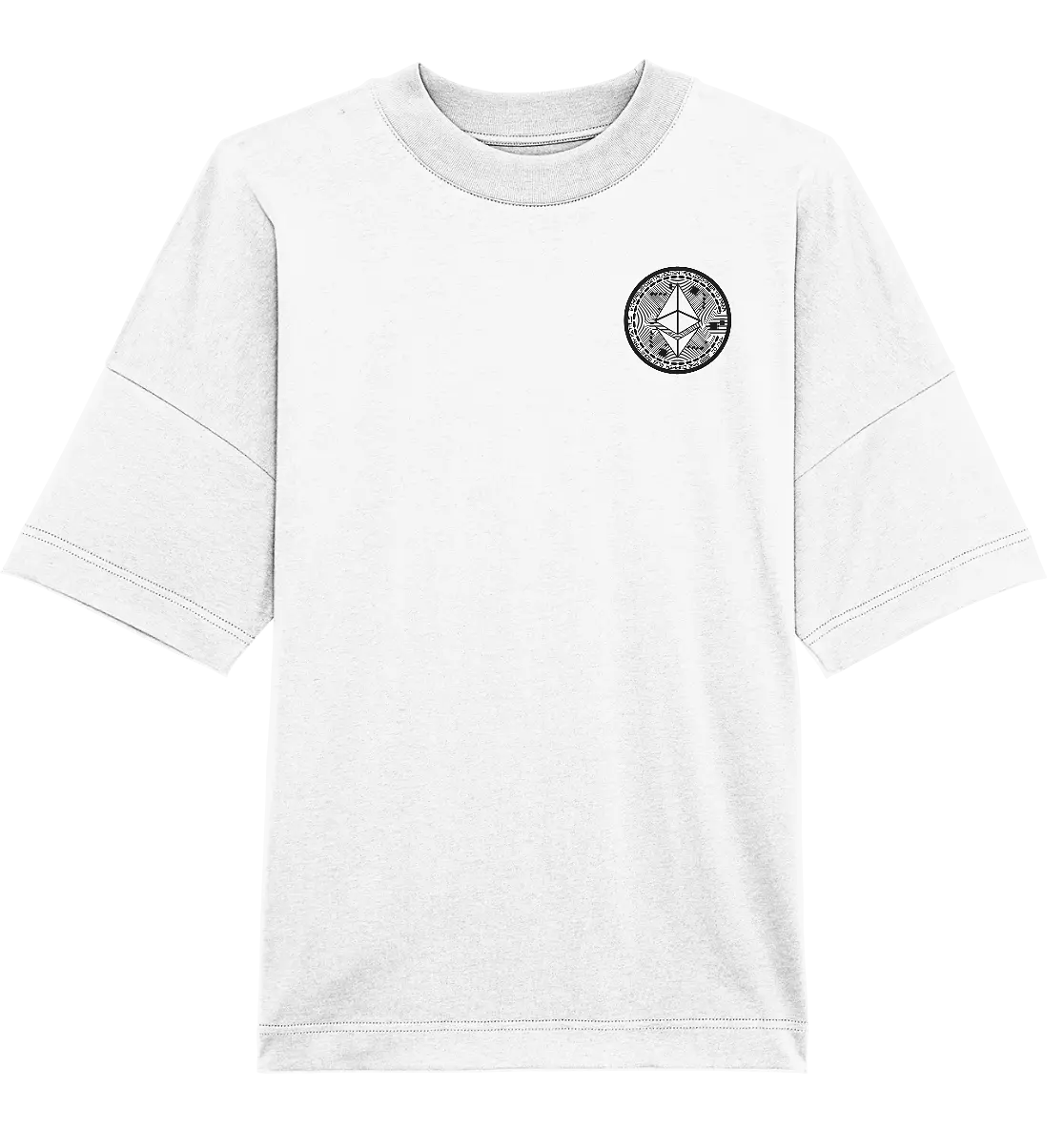 Shaded Ethereum Logo White Oversized T-Shirt - Elegant Crypto Fashion in White