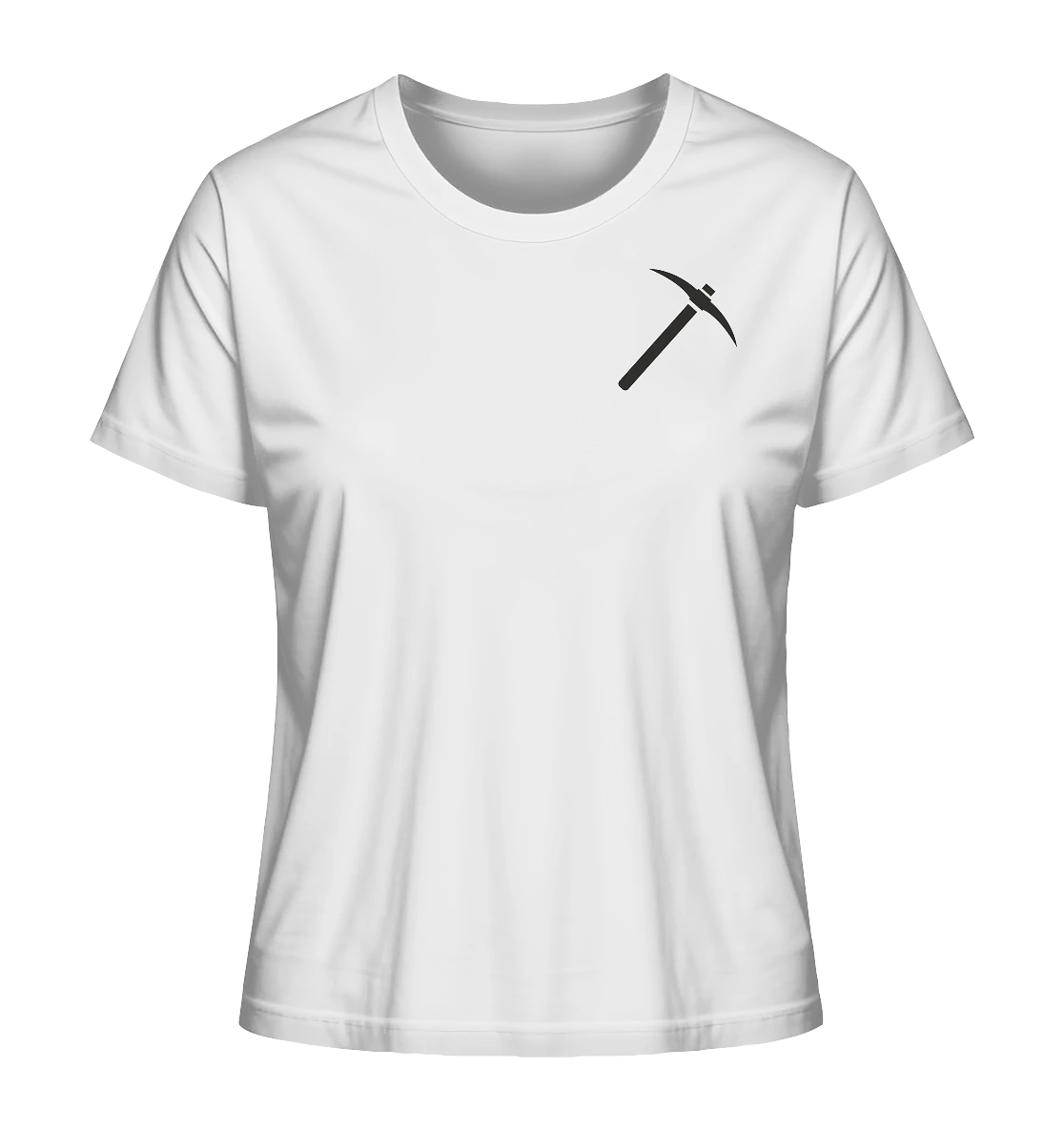 Mining Design - White ladies shirt with pickaxe Logo - Stylish Crypto Fashion