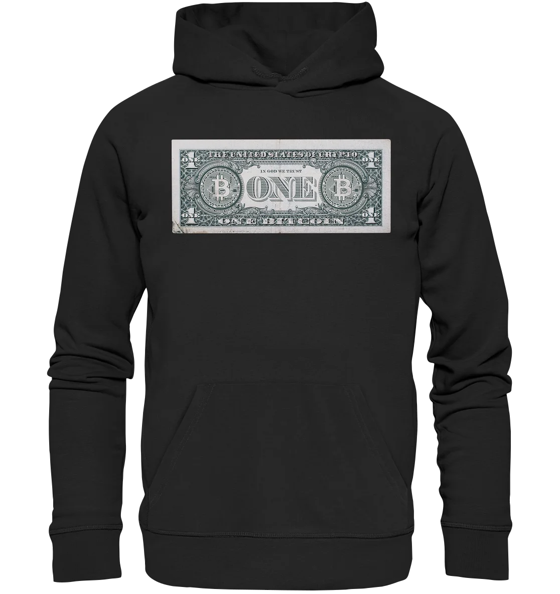 United Design - Black Hoodie with Bitcoin Logo - Cryptocurrency-themed Fashion