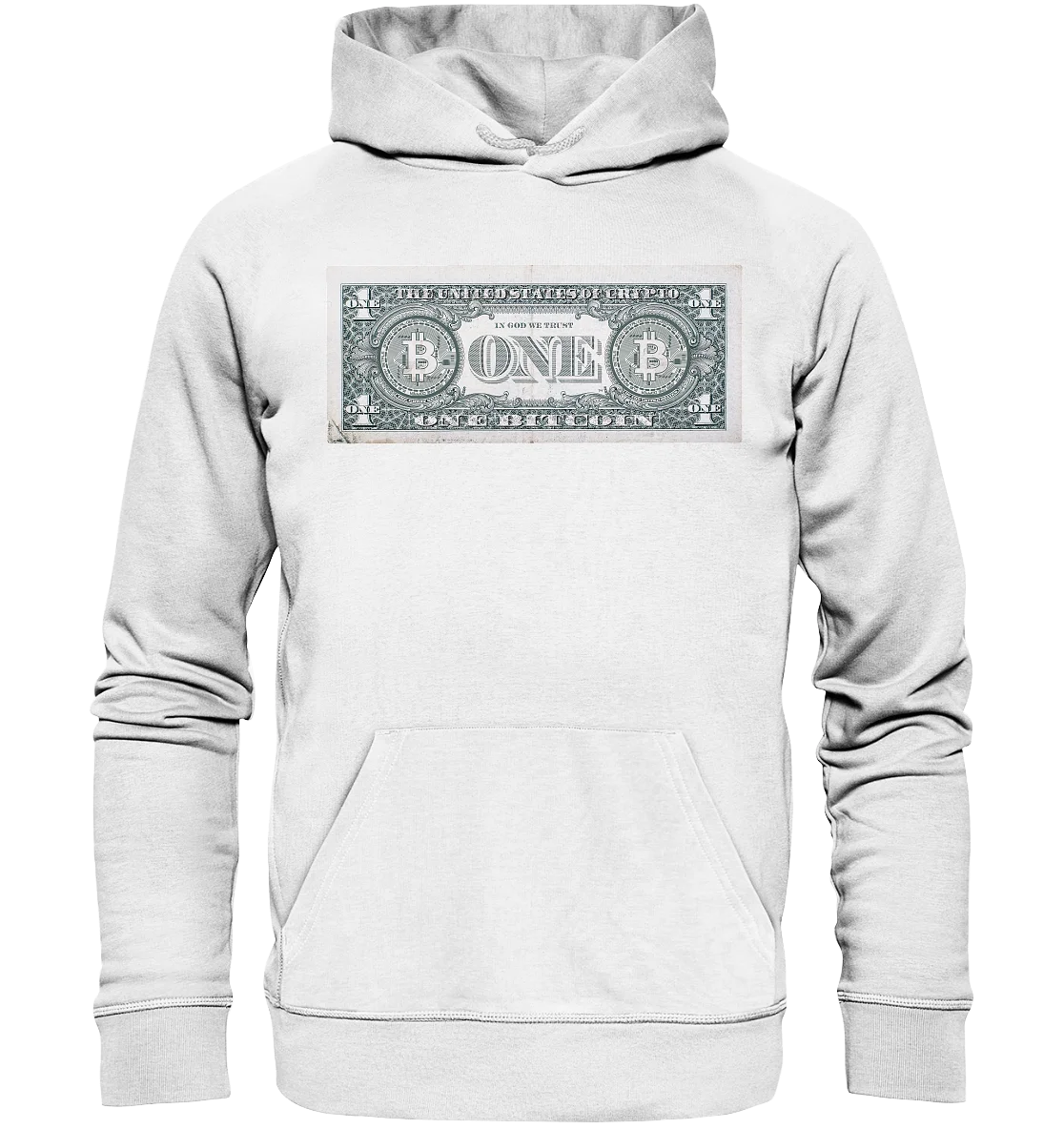 United Design - White Hoodie with Bitcoin Logo - Fashionable Crypto Clothing