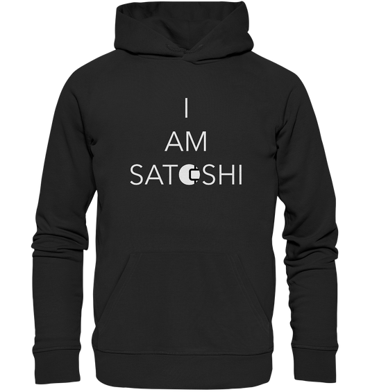 I am Satoshi Design - Black Hoodie - Stylish Crypto Fashion