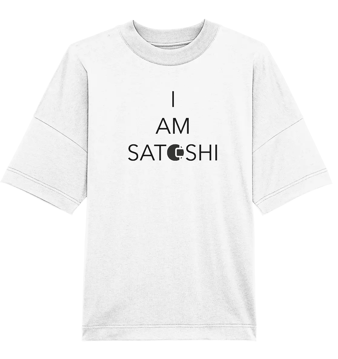 I am Satoshi Design - White Oversized T-Shirt - Stylish Crypto Fashion