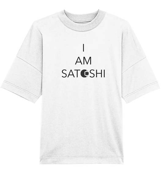 I am Satoshi Design - White Oversized T-Shirt - Stylish Crypto Fashion