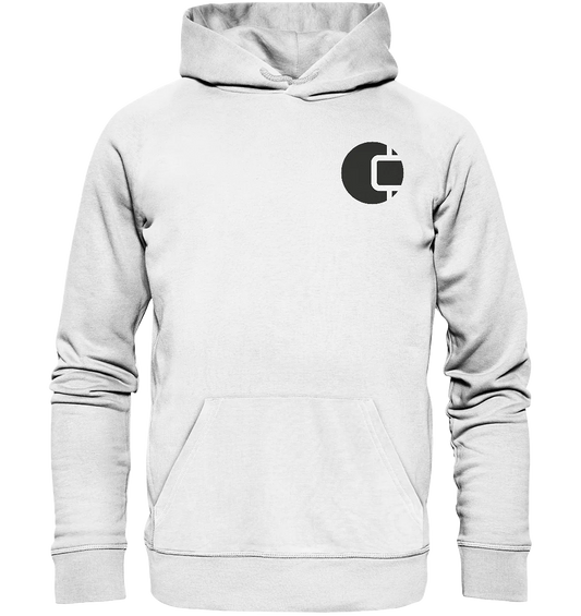 Shaded CrypWear Badge White Hoodie - Fashionable Crypto Clothing in White