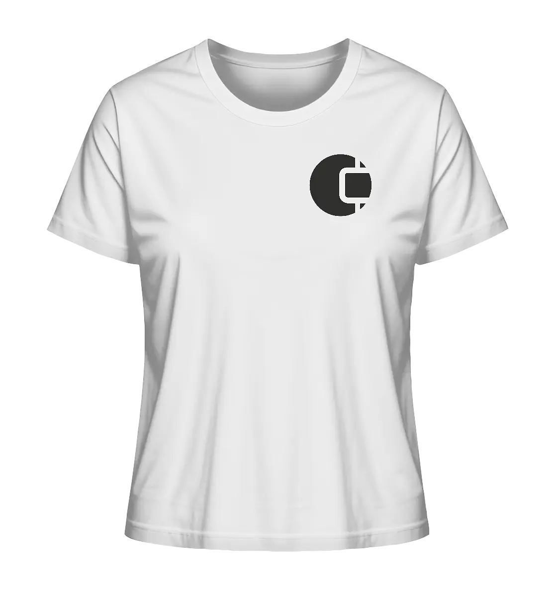 Shaded CrypWear Badge White Ladies T-Shirt - Elegant Crypto Fashion in White