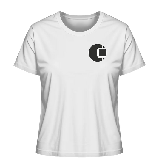 Shaded CrypWear Badge White Ladies T-Shirt - Elegant Crypto Fashion in White