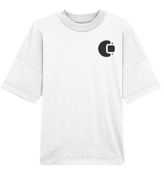 Shaded CrypWear Badge White Oversized T-Shirt - Elegant Crypto Fashion in White