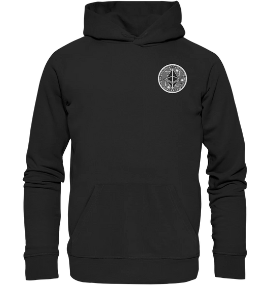 Bright Ethereum Logo Black Hoodie - Fashionable Crypto Clothing in Black