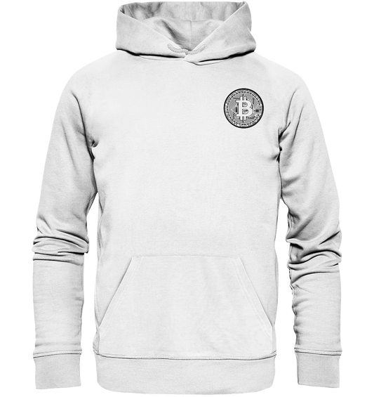 Shaded Bitcoin Logo White Hoodie - Elegant Crypto Fashion in White