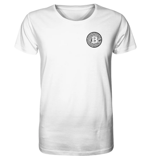 Shaded Bitcoin Logo White T-Shirt - Elegant Crypto Fashion in White