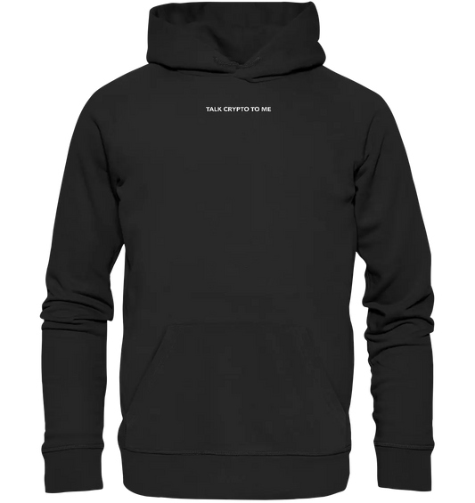 Bright Talk Crypto to Me Black Hoodie Front - Fashion-Forward Crypto Apparel in Black