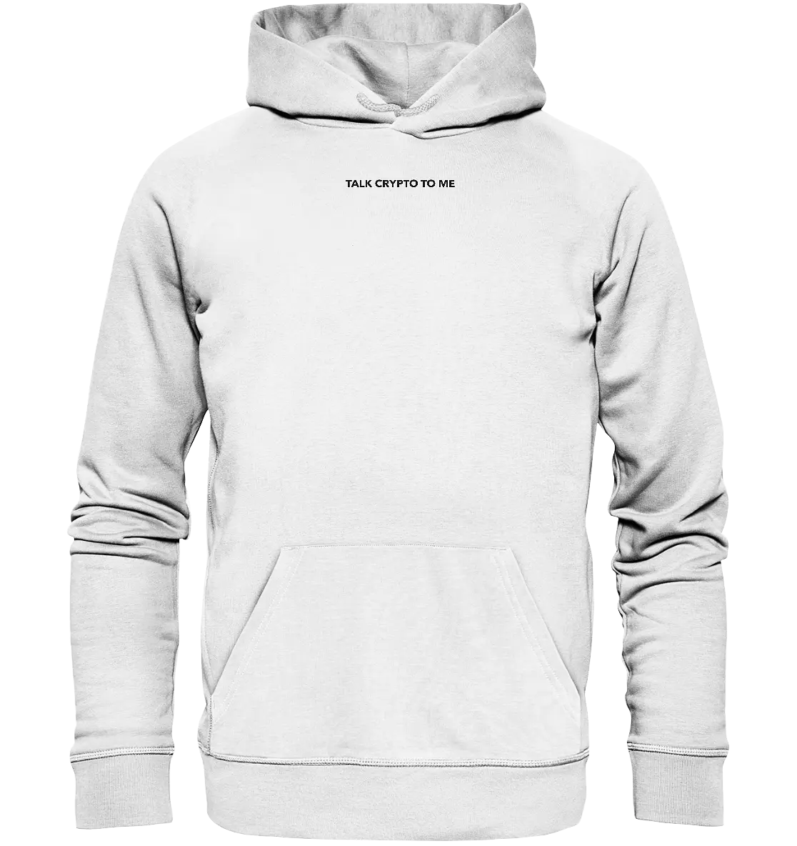 Shaded Talk Crypto to Me White Hoodie Front - Fashion-Forward Crypto Apparel in White