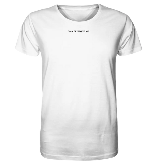 Shaded Talk Crypto to Me White Shirt Front - Fashion-Forward Crypto Apparel in White