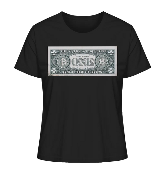 United Design - Black Ladies T-Shirt with Bitcoin Logo - Stylish Crypto Fashion