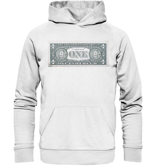 United Design - White Hoodie with Ethereum Logo - Trendy Cryptocurrency Apparel