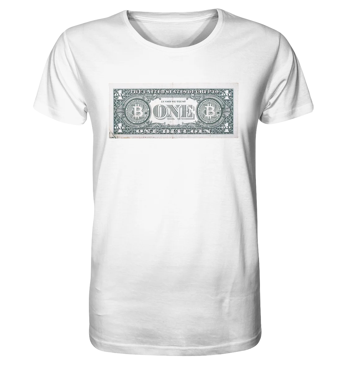 United Design - White T-Shirt with Bitcoin Logo - Fashionable Crypto Apparel